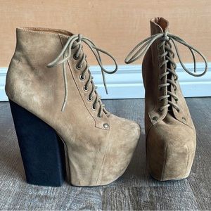 ⭐️ Jeffrey Campbell Freda Tan Suede Leather Platform Boots